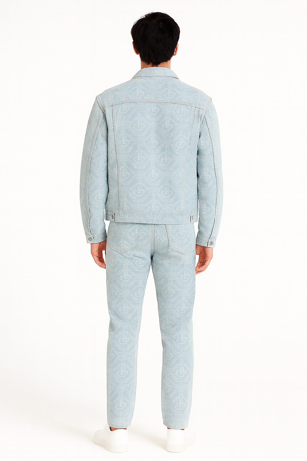 Bleached Classic Casablanca Monogram Jacket + Jacquard Denim/ 2 pieces